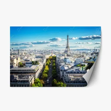 Sticker repositionnable vue aérienne de Paris avec la Tour Eiffel – Wallnifity®