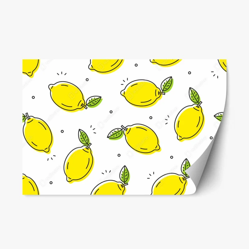 Sticker repositionnable motif répétitif de citrons graphiques – Wallnifity®