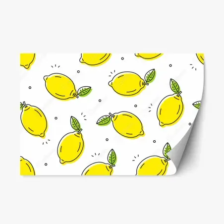Sticker repositionnable motif répétitif de citrons graphiques – Wallnifity®