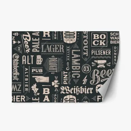 Sticker repositionnable ambiance pub rétro : lettrage bière et étiquettes – Wallnifity®