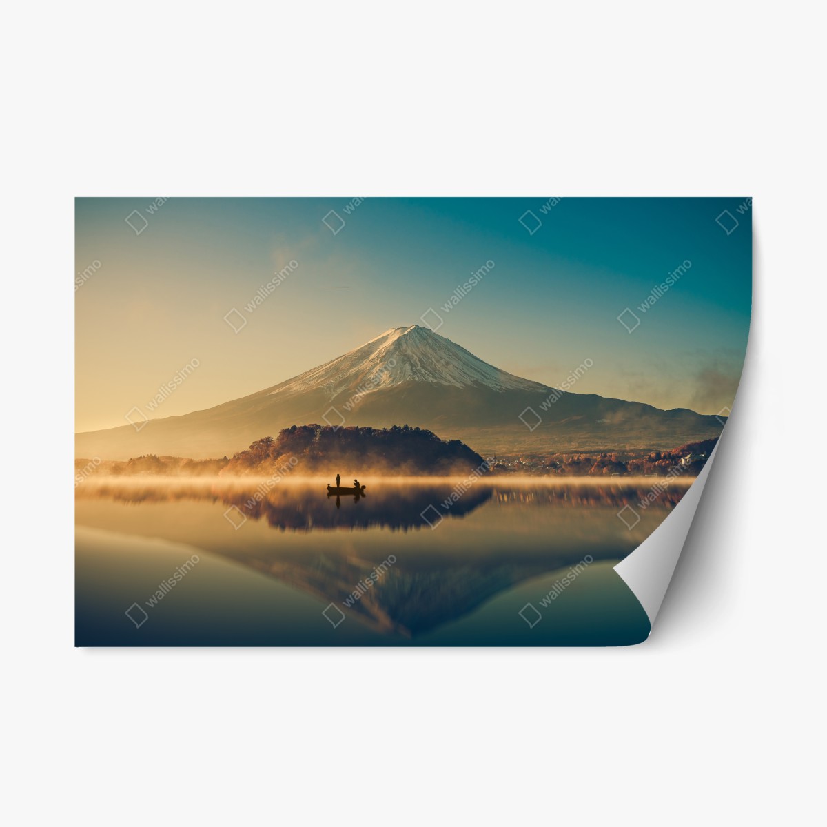 Sticker repositionnable lever de soleil vintage au Mont Fuji – Wallnifity®