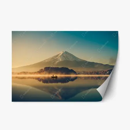 Sticker repositionnable lever de soleil vintage au Mont Fuji – Wallnifity®
