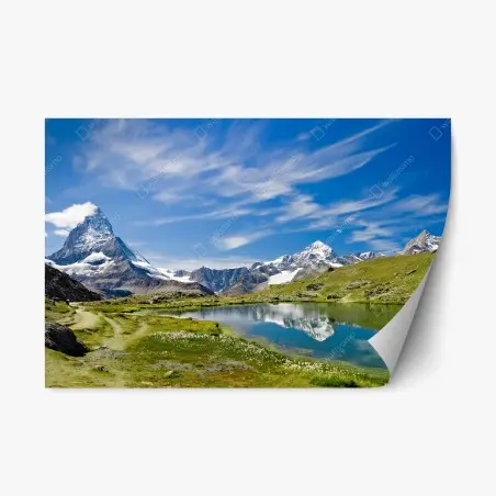 Sticker repositionnable reflets alpins au pied des sommets – Wallnifity®
