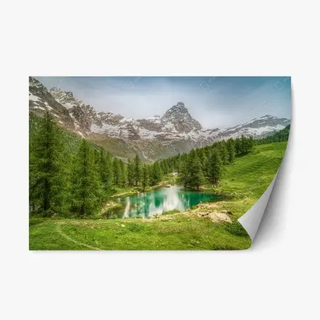 Sticker repositionnable reflets alpins au Lago Blu de Cervinia – Wallnifity®