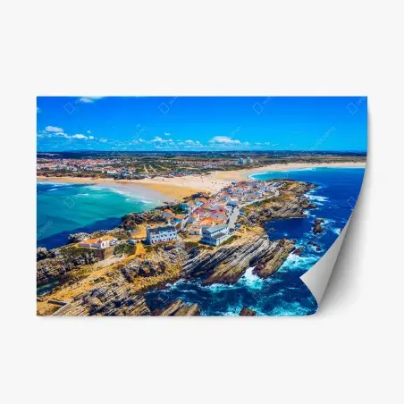 Sticker repositionnable pointe rocheuse de Baleal, panorama côtier – Wallnifity®