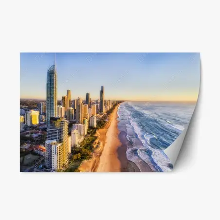 Sticker repositionnable côte dorée au lever du soleil, Gold Coast – Wallnifity®