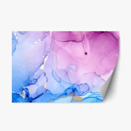Sticker repositionnable marbre d'encre pastel aux reflets dorés – Wallnifity®