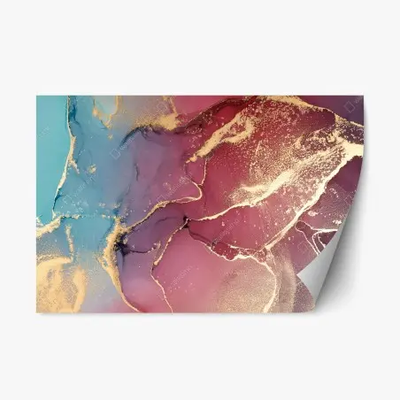 Sticker repositionnable marbre abstrait aux reflets dorés – Wallnifity®