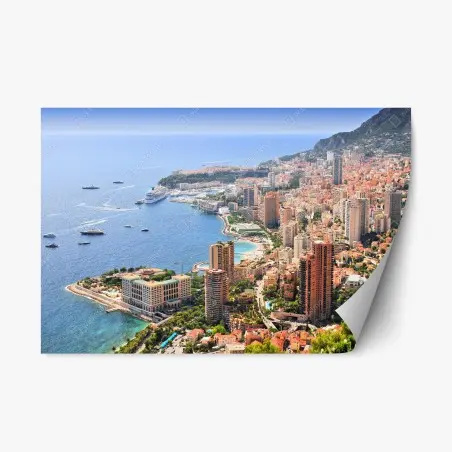 Sticker repositionnable panorama côtier urbain ensoleillé – Wallnifity®