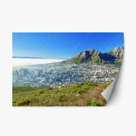 Sticker repositionnable panorama de Cape Town entre ville et montagne – Wallnifity®