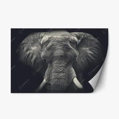 Sticker repositionnable portrait monochrome d'éléphant majestueux – Wallnifity®
