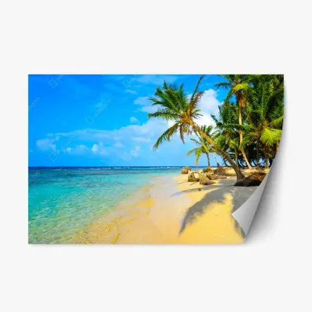 Sticker repositionnable évasion paradisiaque sur une île tropicale – Wallnifity®