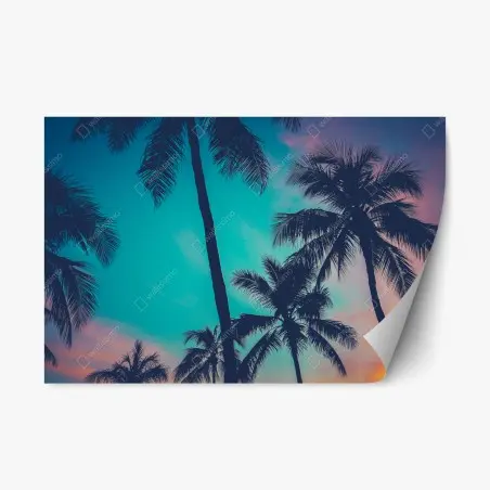 Sticker repositionnable paysage rétro de palmiers à Hawaï – Wallnifity®