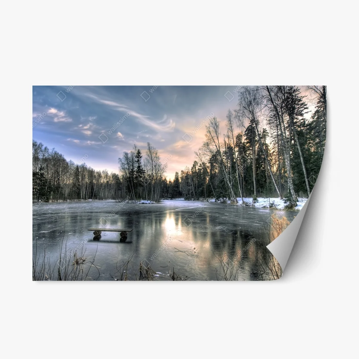 Sticker repositionnable lac gelé au coucher du soleil – Wallnifity® Sticker repositionnable lac gelé au coucher du soleil – Wallnifity®