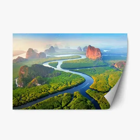 Sticker repositionnable aube dorée à Phang Nga – Wallnifity®
