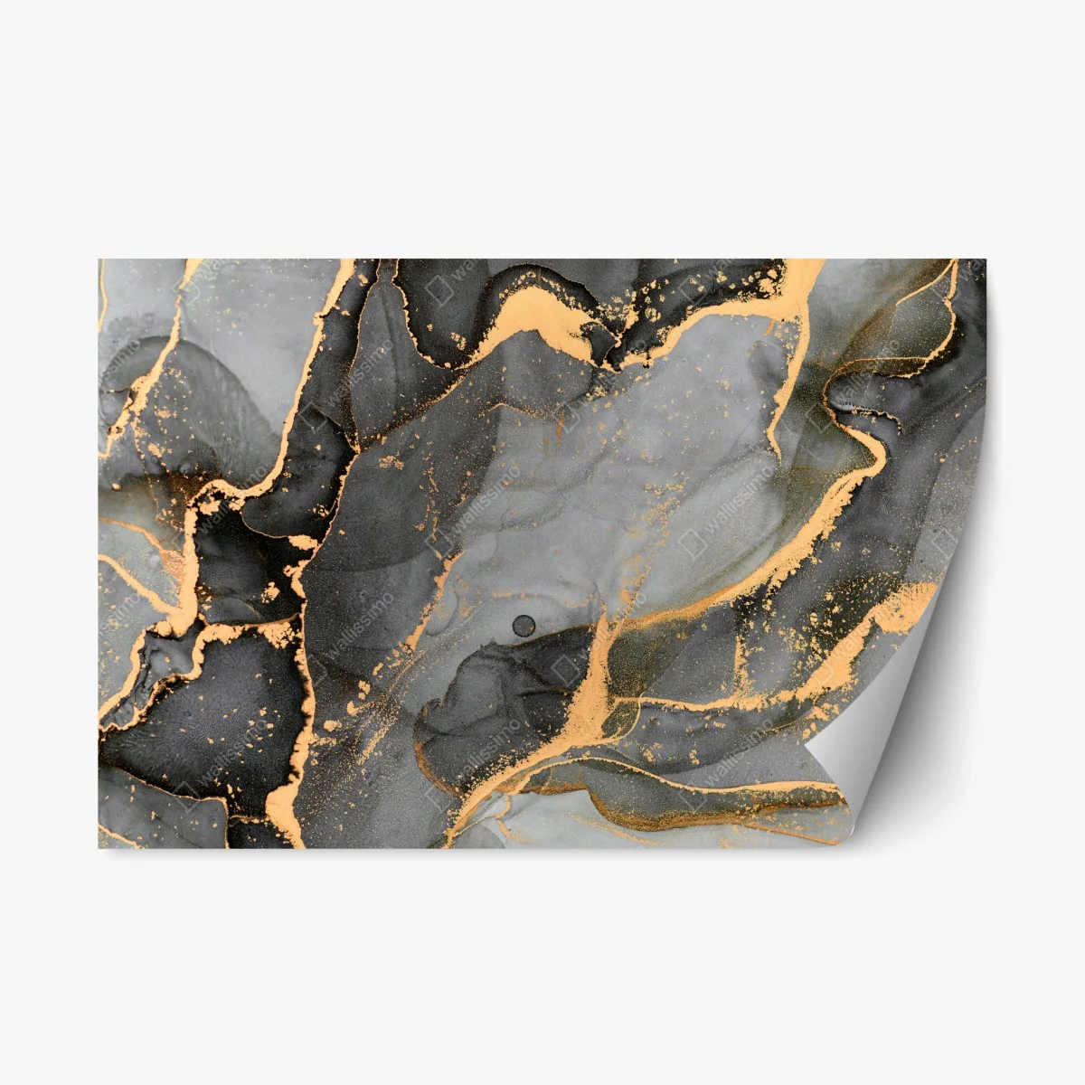 Sticker repositionnable danse d'encre dorée sur marbre gris – Wallnifity® Sticker repositionnable danse d'encre dorée sur marbre gris – Wallnifity®