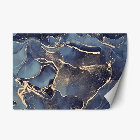 Sticker repositionnable vagues célestes bleu et or – Wallnifity®
