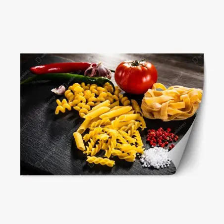 Sticker repositionnable composition de pâtes variées et ingrédients méditerranéens – Wallnifity®