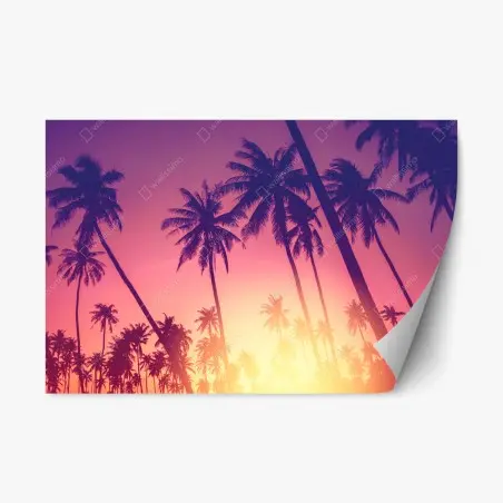 Sticker repositionnable palmiers au coucher de soleil rétro – Wallnifity®