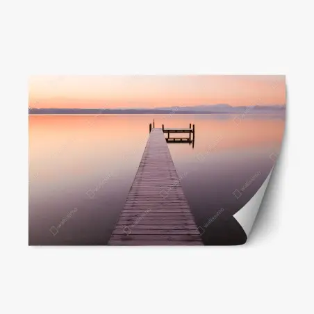 Sticker repositionnable ponton vers l'horizon au coucher du soleil – Wallnifity®