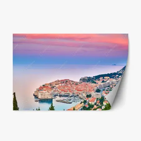 Sticker repositionnable panorama de Dubrovnik au coucher de soleil – Wallnifity®