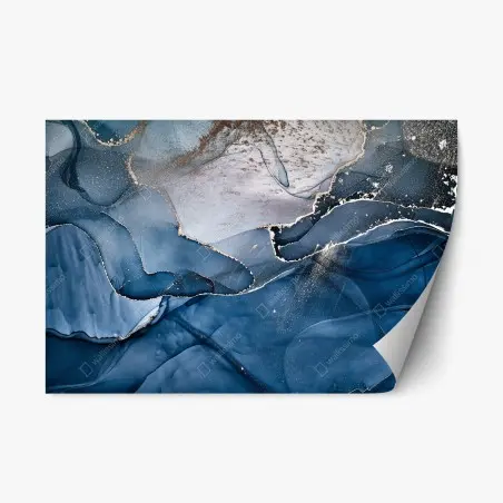 Sticker repositionnable marbrure bleue et dorée – Wallnifity®