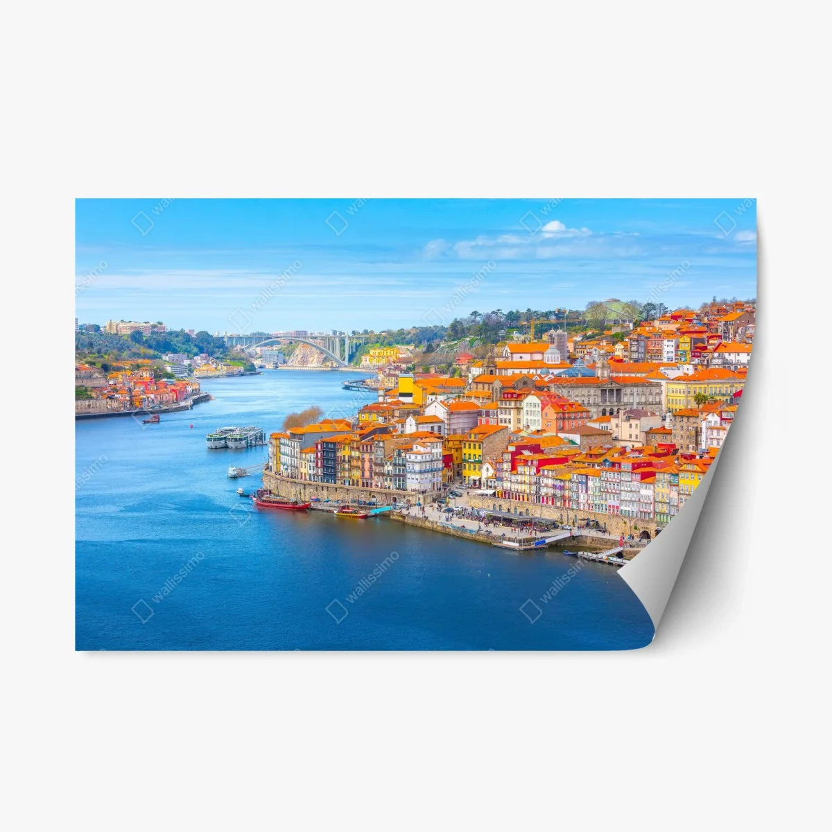 Sticker repositionnable rives colorées de Porto au bord du Douro – Wallnifity® Sticker repositionnable rives colorées de Porto au bord du Douro – Wallnifity®