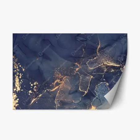 Sticker repositionnable marbrure bleu nuit et or – Wallnifity®