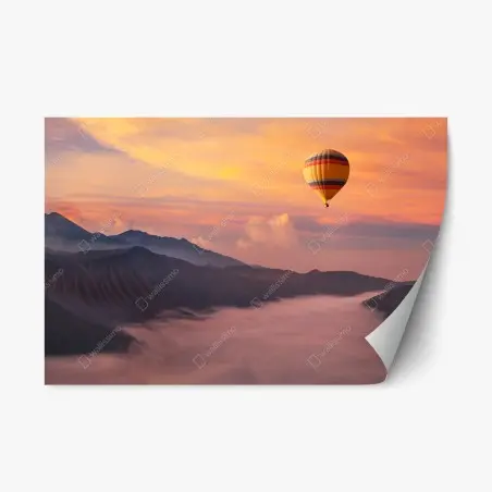 Sticker repositionnable montgolfière au-dessus de la vallée au lever du soleil – Wallnifity®