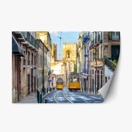 Sticker repositionnable escapade en tramway à Lisbonne – Wallnifity®