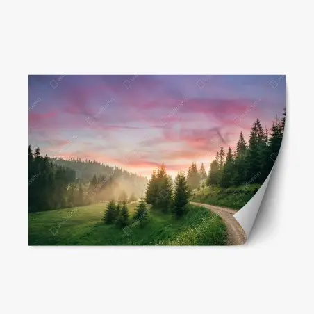 Sticker repositionnable paysage brumeux au lever du soleil – Wallnifity®