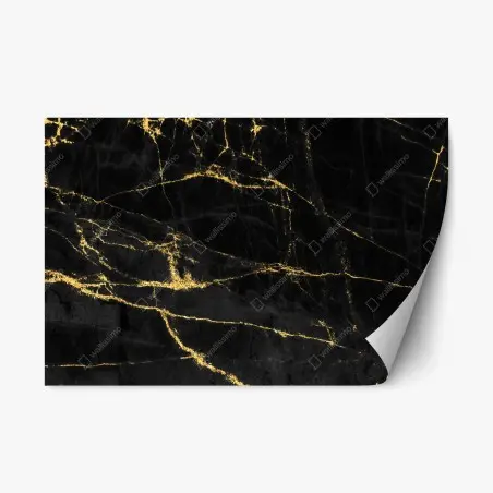 Sticker repositionnable marbre noir veiné d'or – Wallnifity®