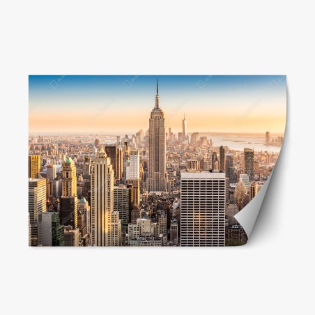 Sticker repositionnable panorama aérien ensoleillé de New York – Wallnifity®
