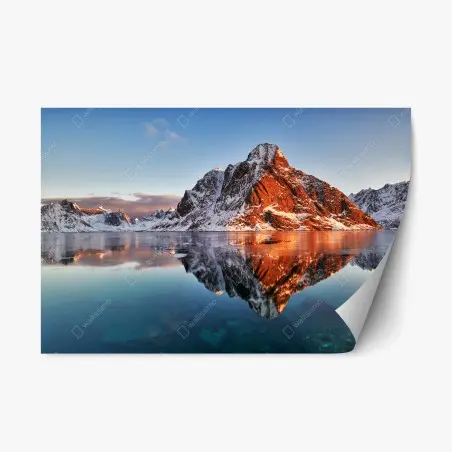 Sticker repositionnable lever de soleil sur les montagnes de Lofoten – Wallnifity®
