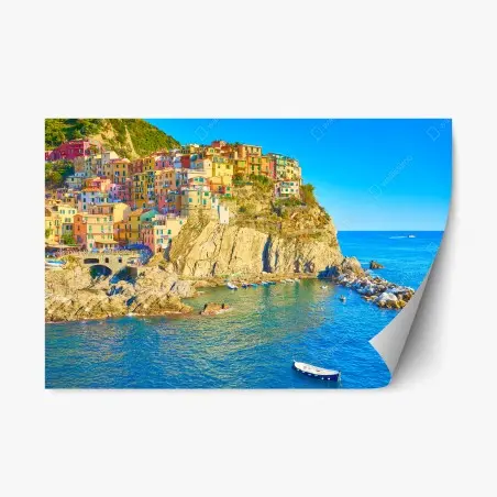 Sticker repositionnable vue colorée de Cinque Terre sur la falaise – Wallnifity®