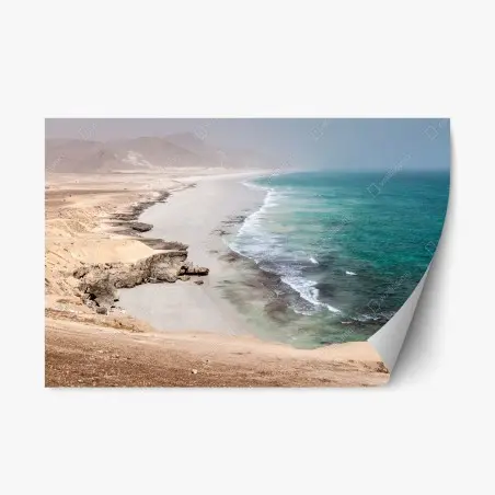 Sticker repositionnable côte désertique et mer turquoise – Wallnifity®