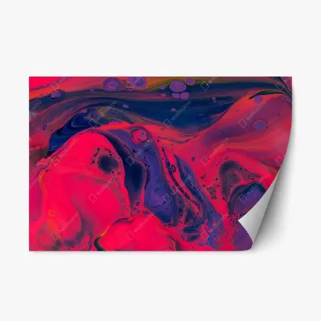 Sticker repositionnable abstraction fluide néon rose et violet – Wallnifity®