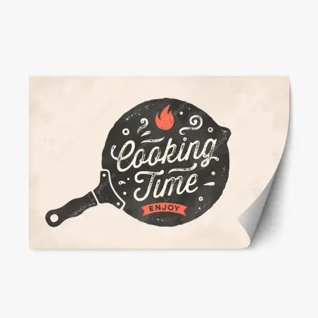 Sticker repositionnable design rétro poêle et lettrage cooking time pour cuisine – Wallnifity®