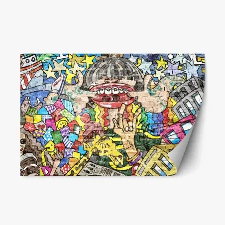 Sticker repositionnable fresque urbaine colorée et ludique – Wallnifity®