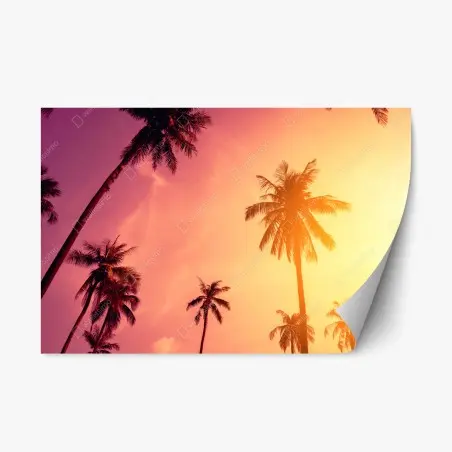 Sticker repositionnable paradis de palmiers au coucher de soleil – Wallnifity®