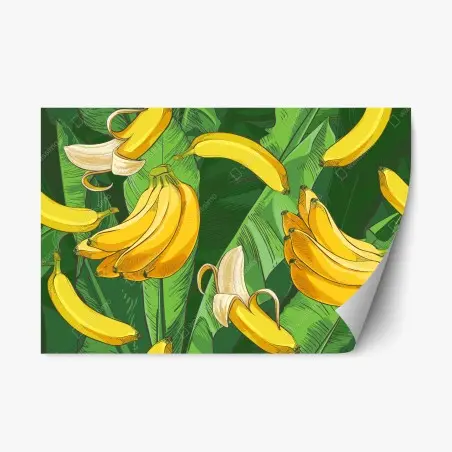 Sticker repositionnable motif de bananes tropicales sur feuillage – Wallnifity®