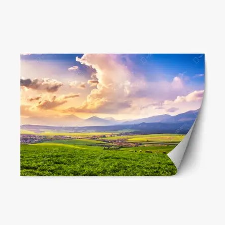 Sticker repositionnable paysage printanier des Tatras de Slovaquie – Wallnifity®