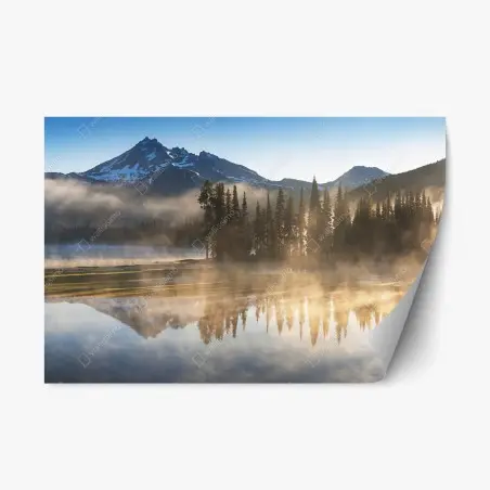 Sticker repositionnable calme matinal au bord du lac – Wallnifity®