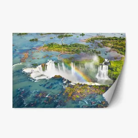 Sticker repositionnable cascade majestueuse sous un arc-en-ciel – Wallnifity®