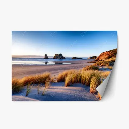 Sticker repositionnable vue sereine de Wharariki au bord de la mer – Wallnifity®
