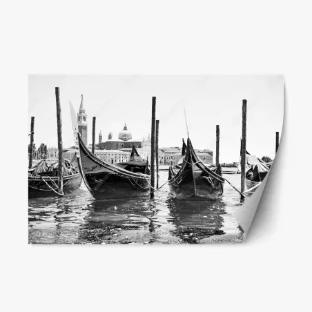 Sticker repositionnable gondoles amarrées à Venise – Wallnifity®