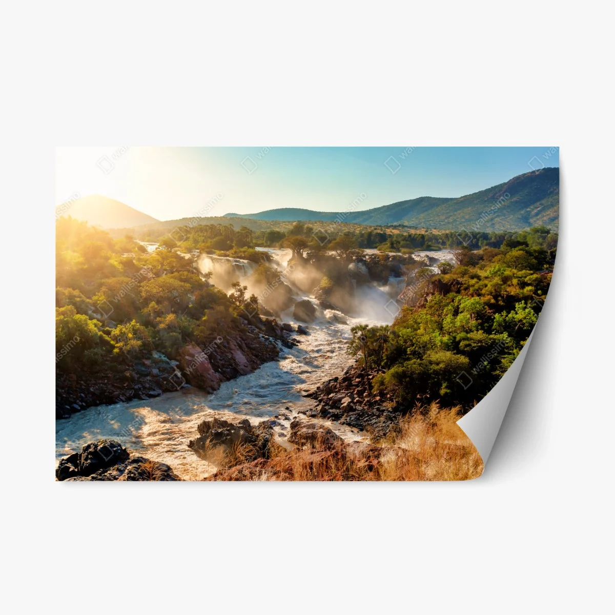 Sticker repositionnable lever de soleil aux chutes d'Epupa sur le Kunene en Namibie – Wallnifity® Sticker repositionnable lever de soleil aux chutes d'Epupa sur le Kunene en Namibie – Wallnifity®