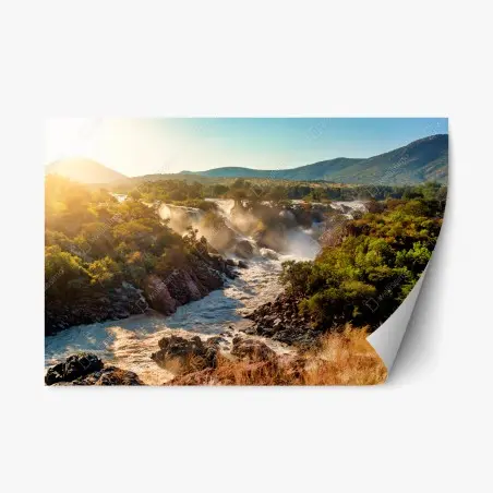 Sticker repositionnable lever de soleil aux chutes d'Epupa sur le Kunene en Namibie – Wallnifity®