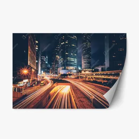 Sticker repositionnable métropole nocturne en mouvement – Wallnifity®