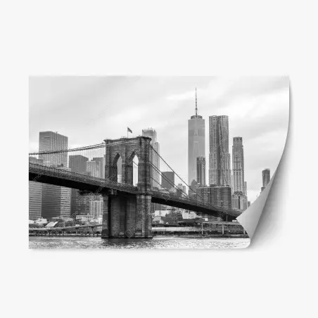 Sticker repositionnable vue iconique du pont de Brooklyn et skyline de New York – Wallnifity®